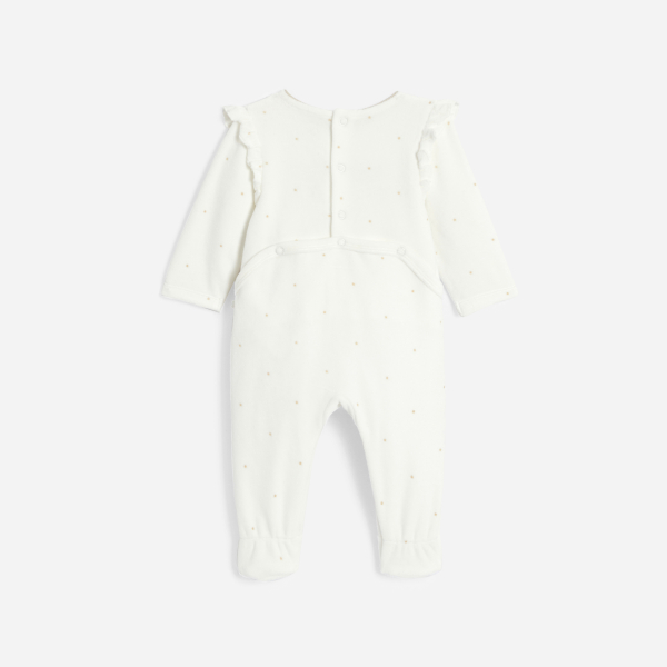 بيجاما مخملية للطفلة الرضيعة عليها رسم ظبي أبيض لامع